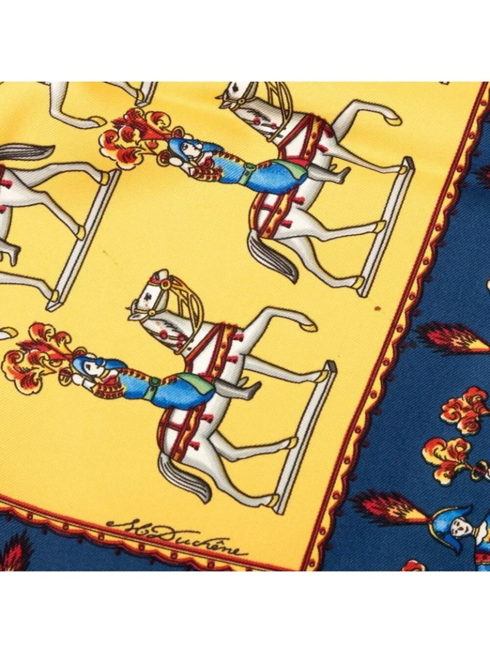 Hermes Carre 90 les Artificiers Fireworks Artist Scarf Blue Yellow Multicolor - Picture 5 of 9